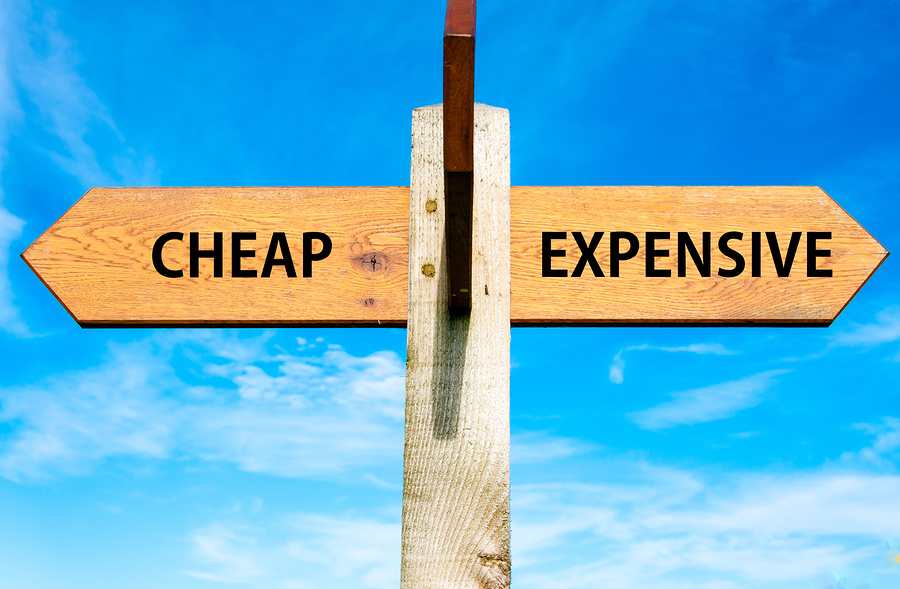 Cheap vs. Expensive on signpost